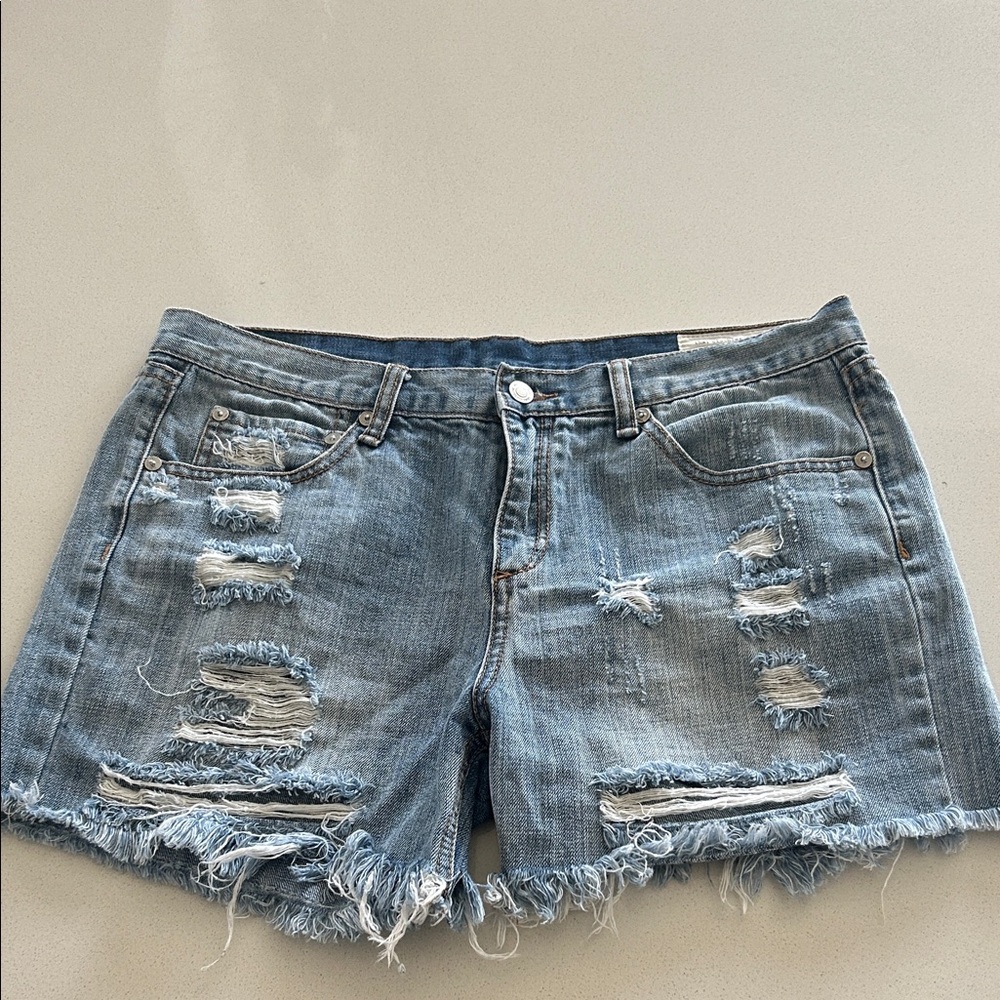 THML Light Blue Distressed Jean Shorts Size 8